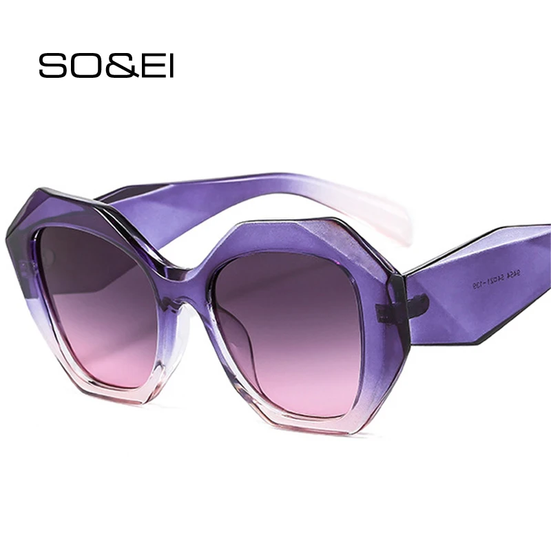 Top Trends: SO&amp;EI Retro Oversized Irregular Polygon Women Sunglasses Fashion Jelly Color Eyewear Shades UV400 Men Gradient Sun Glasses Shoppable Styles