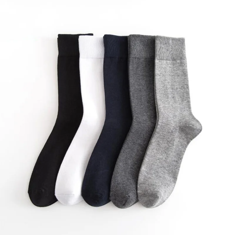 Top Trends: 5pairs / lot 100% Pure Cotton Men Socks High Quality Long Socks Leg Business Autumn Winter Breathable Socks Man Calcetines Meias Shoppable Styles