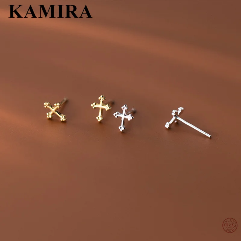 Top Trends: KAMIRA 925 Sterling Silver Classic Small Cross Piercing Stud Earrings For Women Youth Party Bohemian Unique Popular Fine Jewelry Shoppable Styles