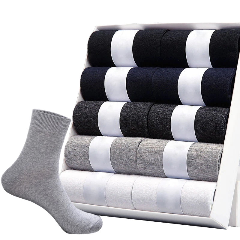 Top Trends: High Quality Cotton Socks Black Men's Business Casual Breathable Spring Autumn Male Crew Dress Socks Meias Male Sokken Size38-45 Shoppable Styles