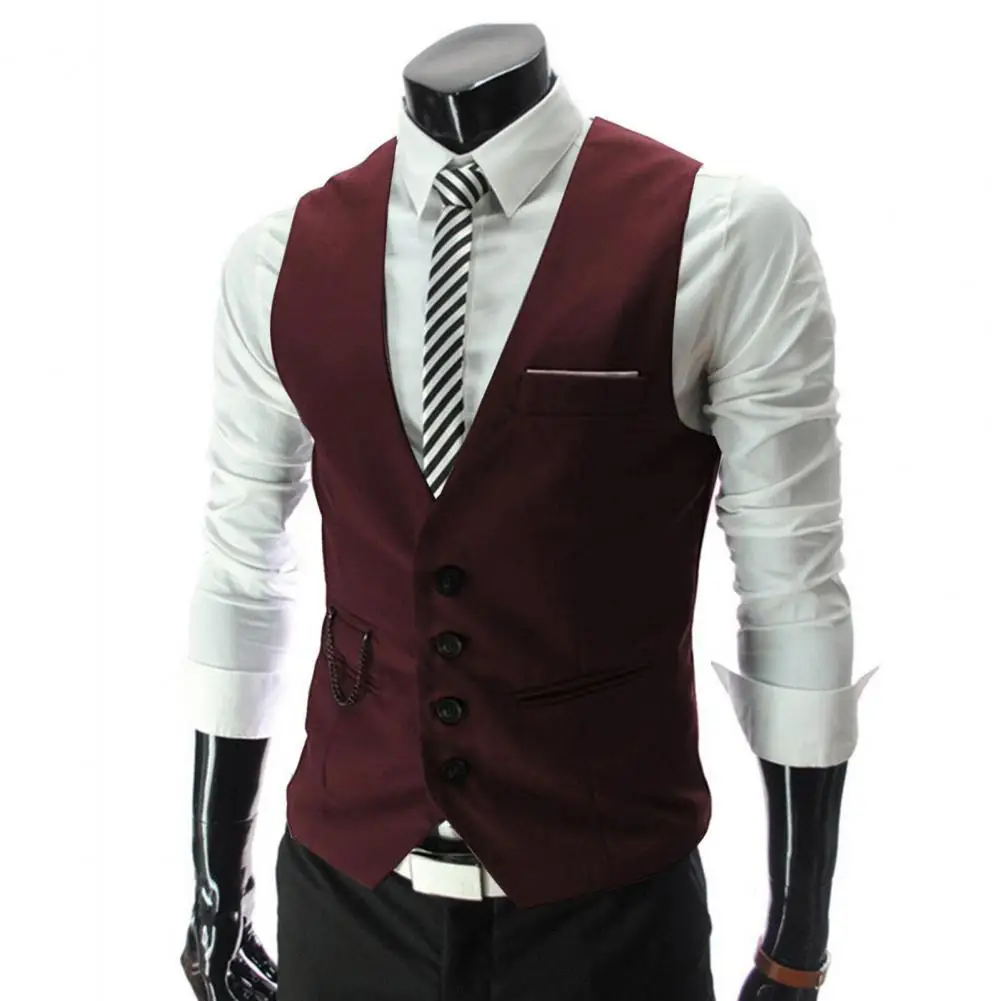 Top Trends: Men Dress Vests Slim Fit Mens Suit Vest Classic Gilet Homme Casual Single-Breasted Sleeveless Formal Business Jacket Gilet Homme Shoppable Styles