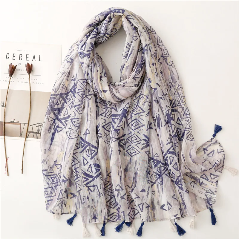 Top Trends: 51 Design Fashion Aztec Geometric Paisley Tassel Viscose Shawl Scarf Lady High Quality Wrap Pashmina Stole Bufandas Muslim Hijab Shoppable Styles