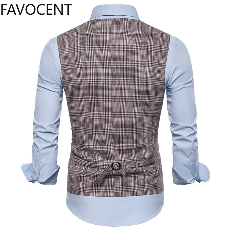 Top Trends: Mens Suit Vest Fashion Slim Fit Thin Plaid Men Waistcoat Tops Slim Business Vest Waistcoat Man England Style Male Leisure Suits Shoppable Styles - Image 2