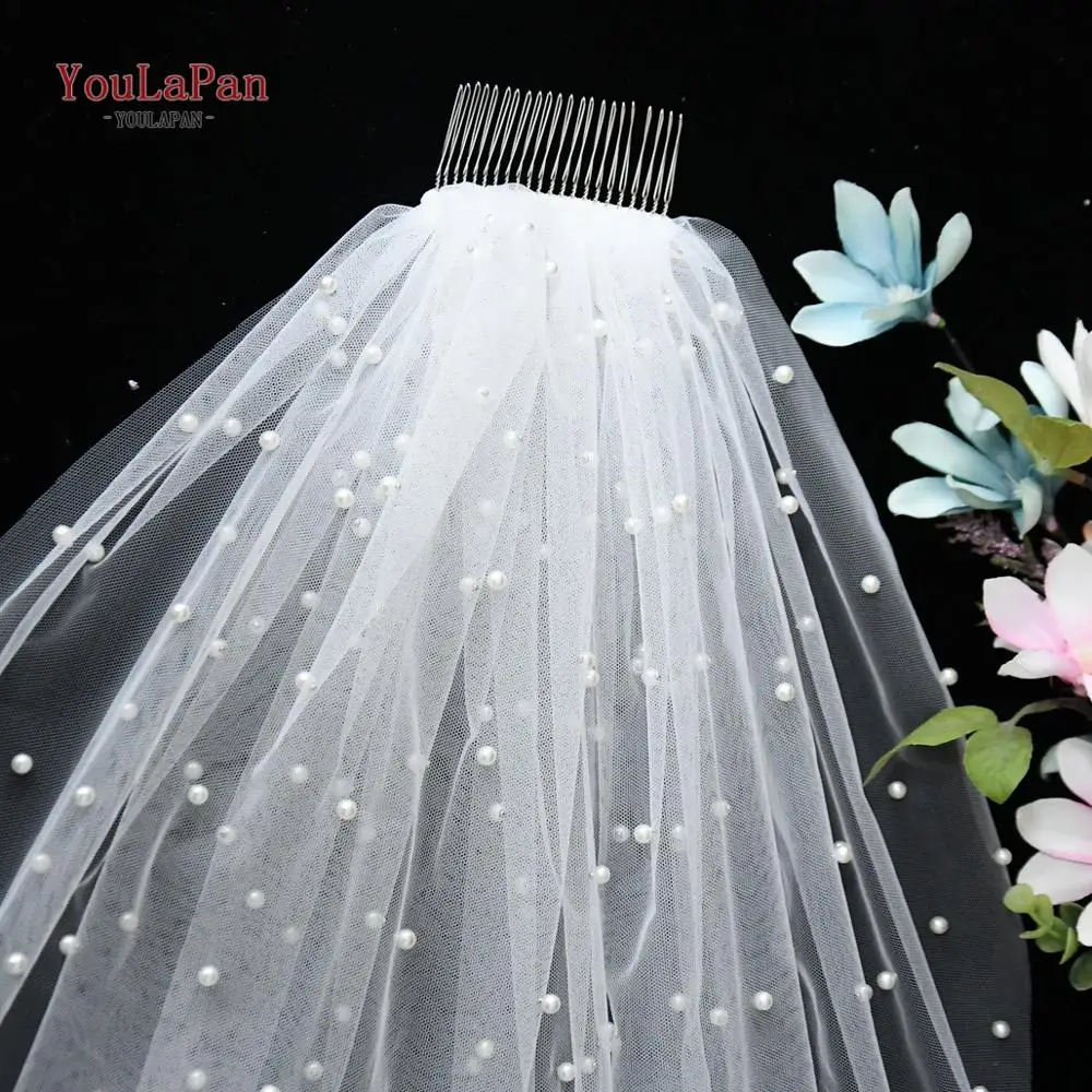 Top Trends: YouLaPan V05 Luxury Bridal Tulle Bridal Veil Pearl Wedding Veil With Hair Comb 1 Tier Long Wedding Veil Cathedral Wedding Veil Shoppable Styles