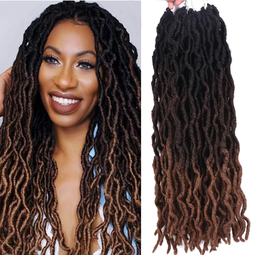 Top Trends: Goddess Nu Locs Soft Curly Faux Locs Crochet Hair Braids 18inch Synthetic Ombre Braiding Hair Extensions Pre Loop Shoppable Styles