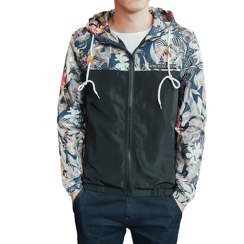 Top Trends: Windbreaker Jackets Mens Hooded Jacket Sportswear Bomber Jacket Fashion Light Weight Flowers Casual Mens Jackets Coats Outwear Shoppable Styles