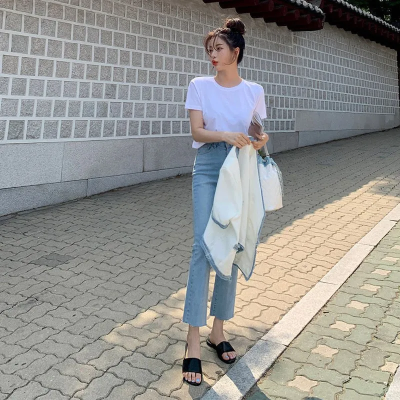 Top Trends: Women's Summer Autumn Streetwear Straight Ankle Lenght Jeans High Waist Slim Long Denim Pants Ladies Casual Jeans Shoppable Styles - Image 4