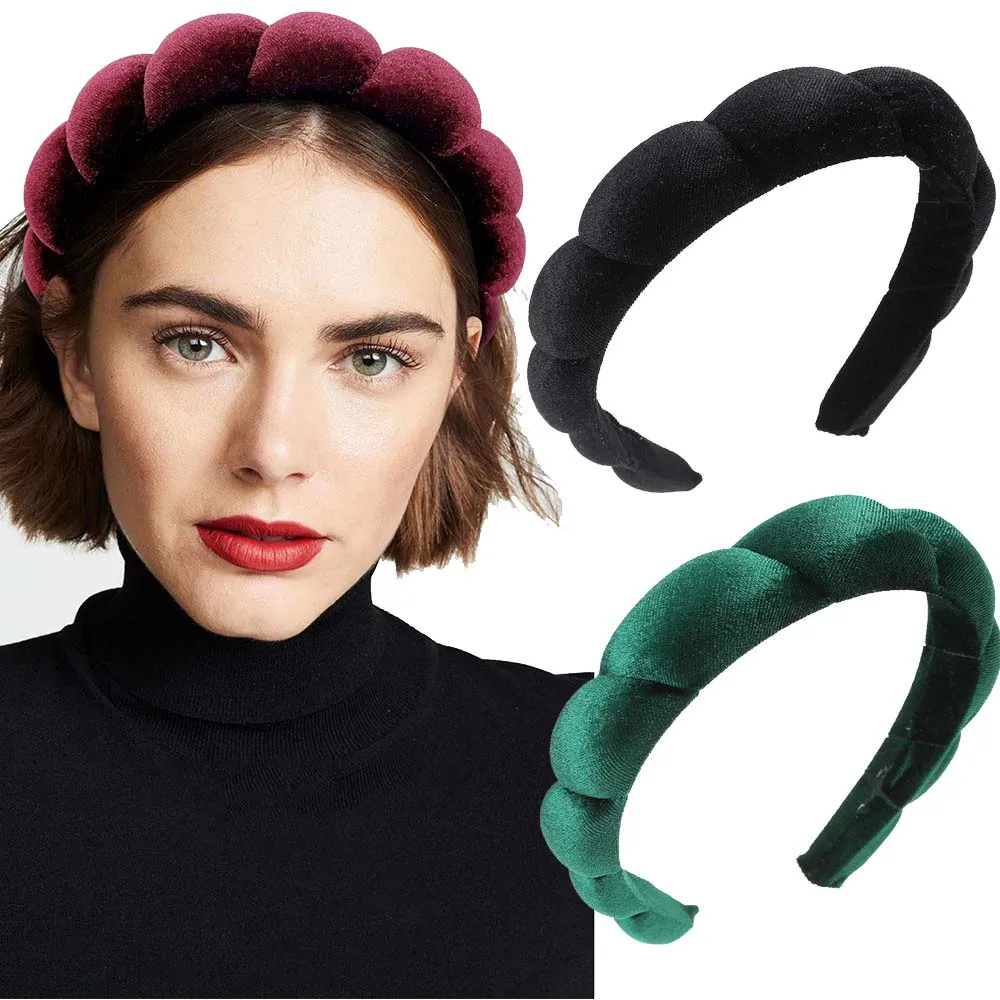 Top Trends: Haimeikang Solid Color Velvet Headband Hair Bands Winter New Sponge Hair Hoop Bezel Headbands For Women Fashion Hair Accessories Shoppable Styles