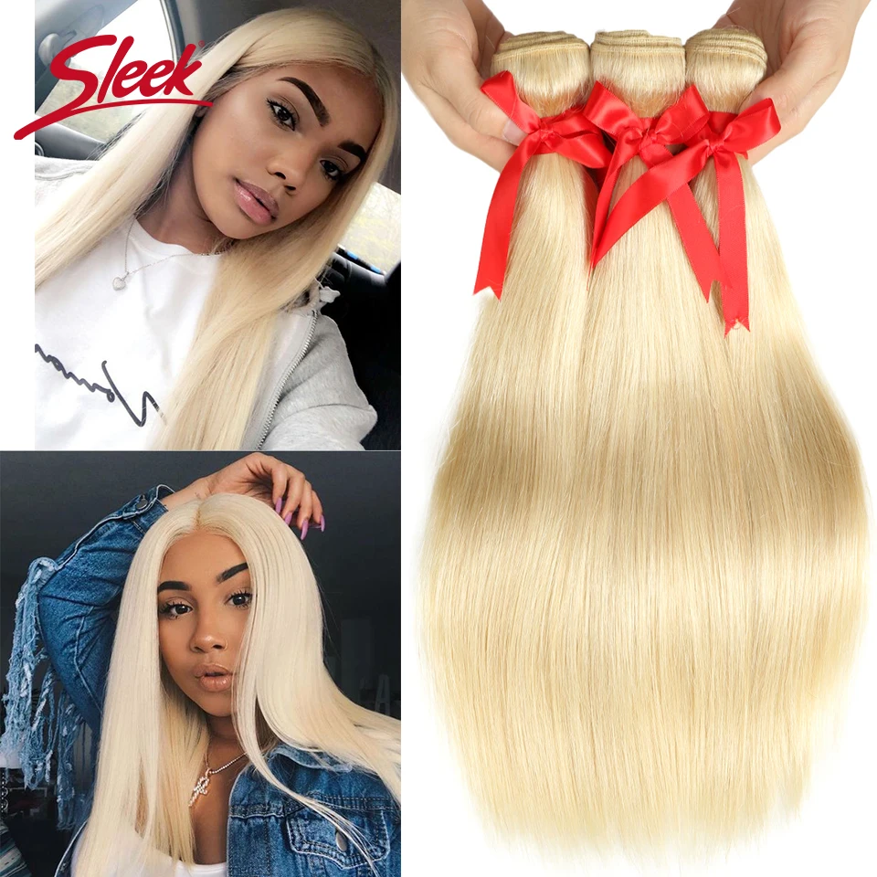 Top Trends: Sleek Brazilian Straight Hair Blonde 613 Color Weave Bundles 8 To 26 Inches Remy Human Hair Extension Can Buy 3 Or 4 Free Ship Shoppable Styles