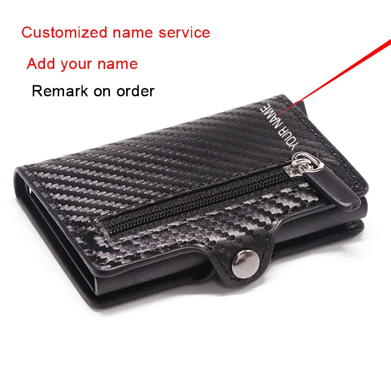 Top Trends: Customized Anti-theft Carbon Wallet Men Fiber Credit Card Holder Organizer Zipper Coins Pocket RFID Card Holder With Money Clips Shoppable Styles