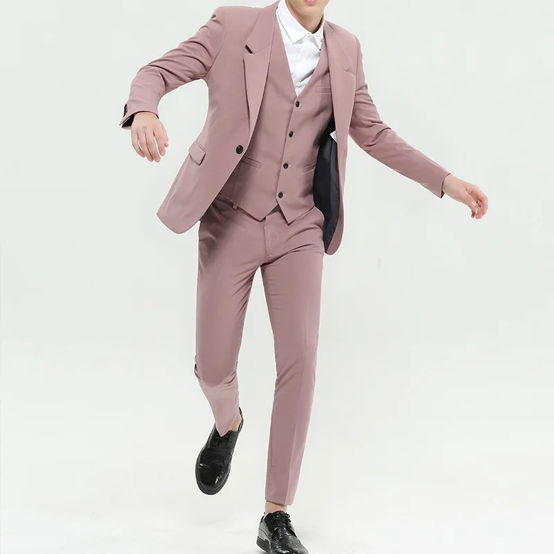 Top Trends: Pink Mens Suits Groom Tuxedos Groomsmen Men Suit Wedding Party Suit Costume Homme Best Man Wear 3 Pieces Suit(Jacket+ Pants+ Vest) Shoppable Styles