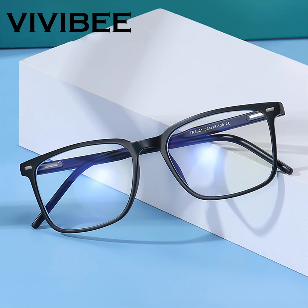 Top Trends: VIVIBEE 2024 Square Blue Light Blocking Glasses Men TR90 Light Frame Anti Blue Ray Eyeglasses Women Classic Computer Eyewear Shoppable Styles