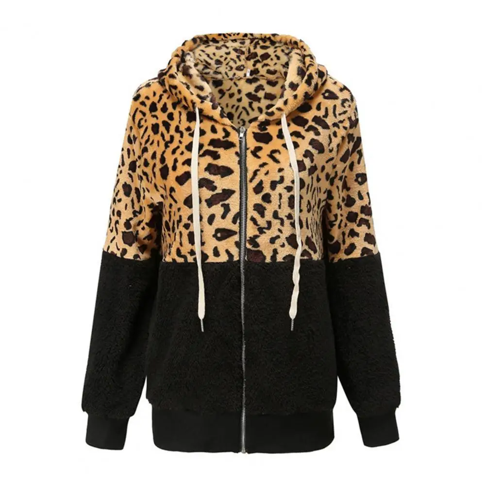 Top Trends: 2021 New Leopard Patchwork Women Teddy Coat Autumn Hooded Fluffy Plush Winter Faux Fur Jacket Coat Women Coat Fur Sweater Hoodie Shoppable Styles