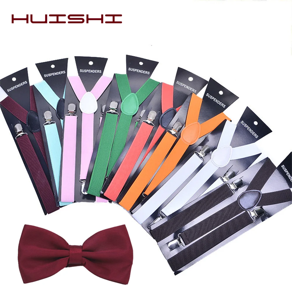 Top Trends: HUISHI Fashion Plain Black Suspenders For Men Navy Red Burgundy Braces Unisex Strap Bretels Mannen Women Bow Tie Suspenders Blue Shoppable Styles