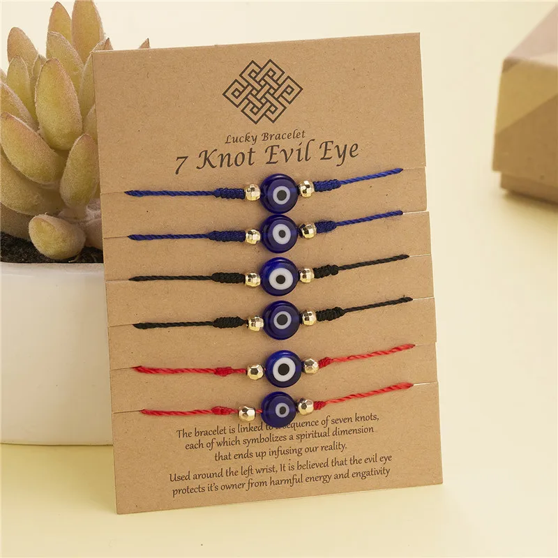 Top Trends: 6Pcs / Set Handmade Turkish Lucky Evil Eye Bracelets For Women Men Blue Eyes Braided Red Rope Lucky Bracelet Friendship Jewelry Shoppable Styles