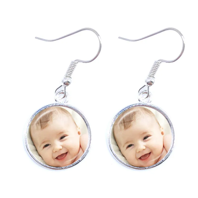 Top Trends: Personalized Custom Earrings Photo Mum Dad Baby Children Grandpa Parents Designed Logo Jewelry For Family Anniversary Gift Shoppable Styles