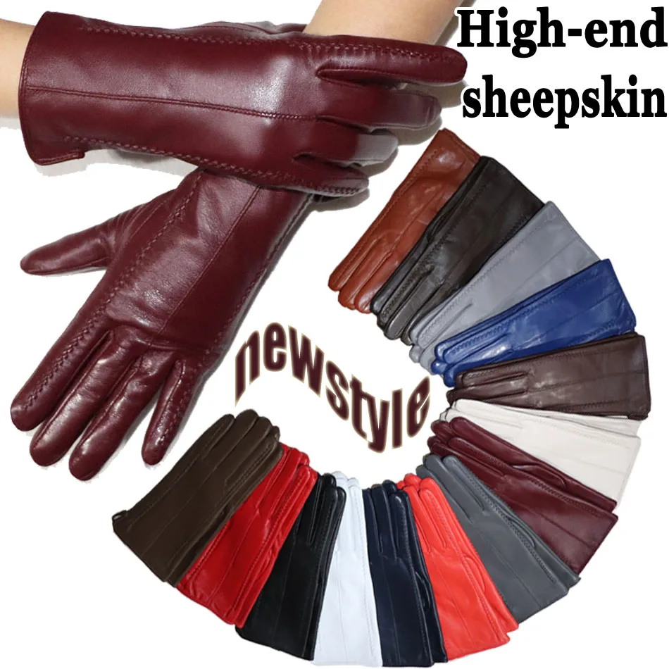 Top Trends: Women&#039;s Sheepskin Gloves Winter Warmth Plus Velvet Short Thin Touch Screen Driving Female Color Leather Gloves New High-end 2023 Shoppable Styles