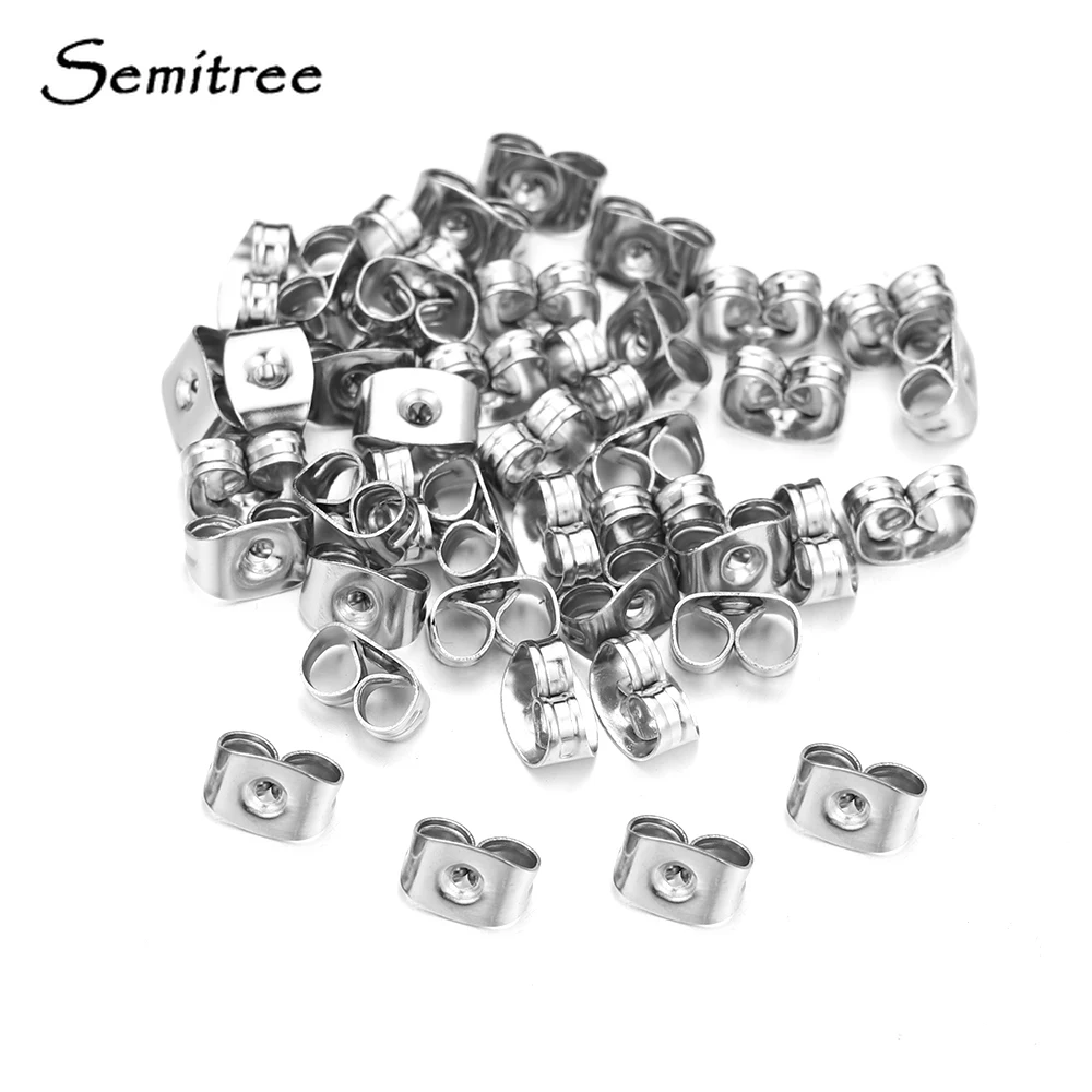 Top Trends: Semitree 200Pcs / lot Stainless Steel Earring Back Earrings Stopper For Diy Jewelry Making Earring Findings Crafts Accessories Shoppable Styles