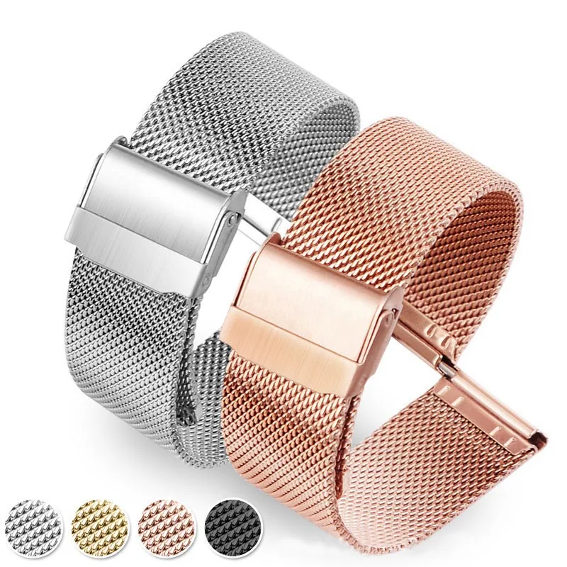 Top Trends: Milanese Watchband 12mm 14mm 16mm 18mm 20mm 22mm 24mm Universal Stainless Steel Metal Watch Band Strap Bracelet Black Rose Gold Shoppable Styles