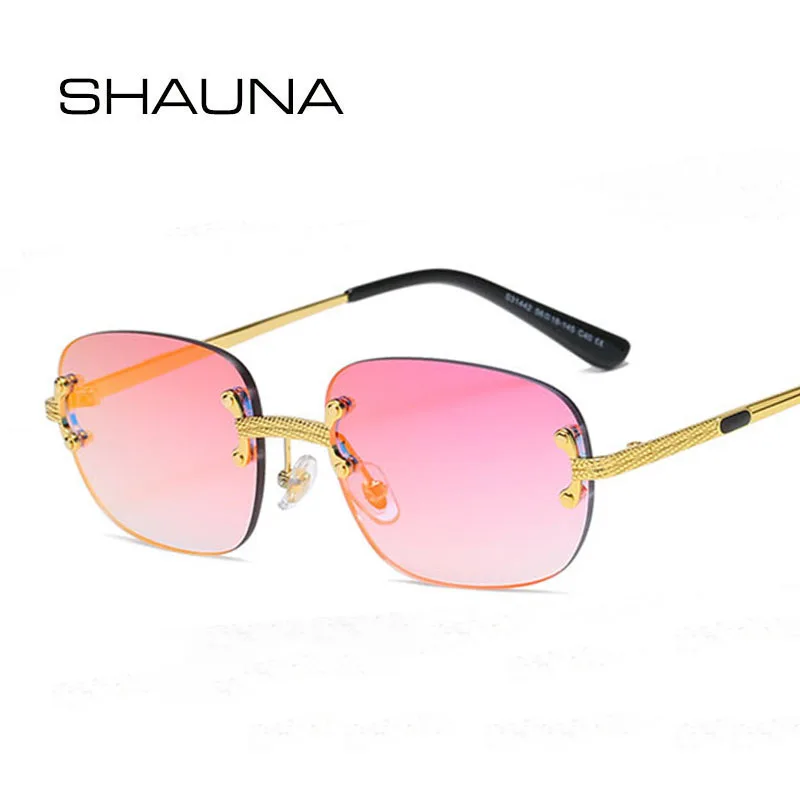 Top Trends: SHAUNA Ins Popular Small Rectangle Sunglasses Retro Rimless Mirror Coating Shades UV400 Shoppable Styles