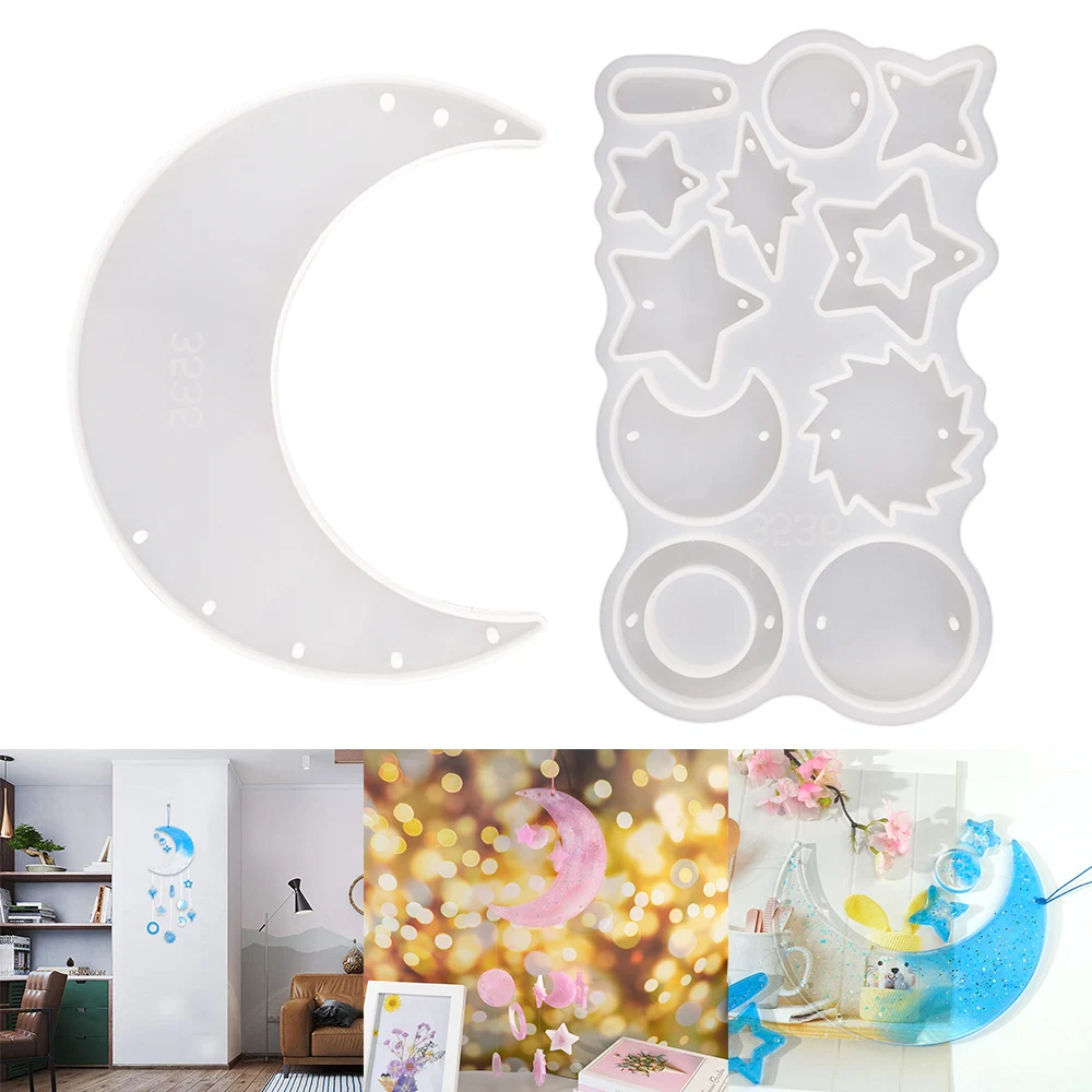 Top Trends: Moon Star Windbell Resin Mold Silicone Aeolian Bells Moldes Para Resina Epoxi Wind Chime Pendant Silicon Form For Epoxy Craft Shoppable Styles