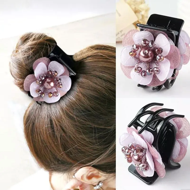 Top Trends: Hair Claw Clamps Plastic Toothed Hair Crab Simple Retro Hair Claw Clip Flower Hairpin Beaded Hair Accessories For Women Girls Shoppable Styles