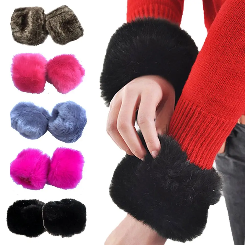 Top Trends: Faux Fur Wrist Cuffs Oversleeve Wrist For Wool Coat &amp; Jackets Arm Warmer Furry Wristbands Shoppable Styles