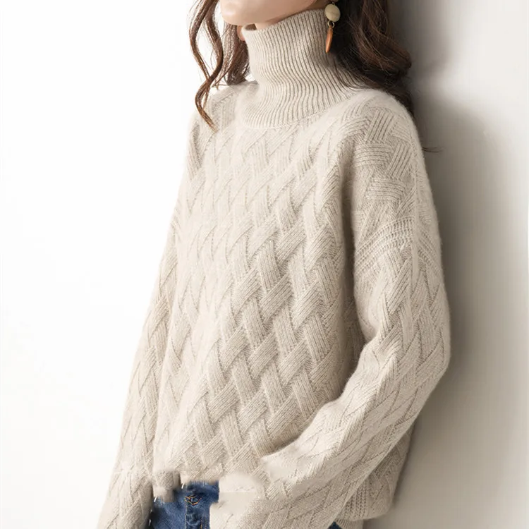 Top Trends: Autumn And Winter Turtleneck Cashmere Sweater Woman 2021 New Style Languid Breeze Loose Thick Pullover Underlay Wool Sweater Shoppable Styles - Image 2