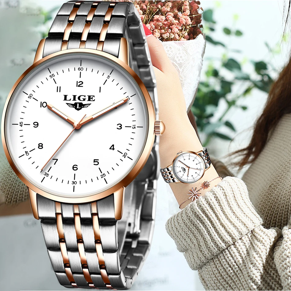 Top Trends: LIGE Luxury Fashion Woman Bracelet Watch Women Casual Waterproof Quartz Ladies Dress Watches Gift Lover Clock Relogio Feminino Shoppable Styles