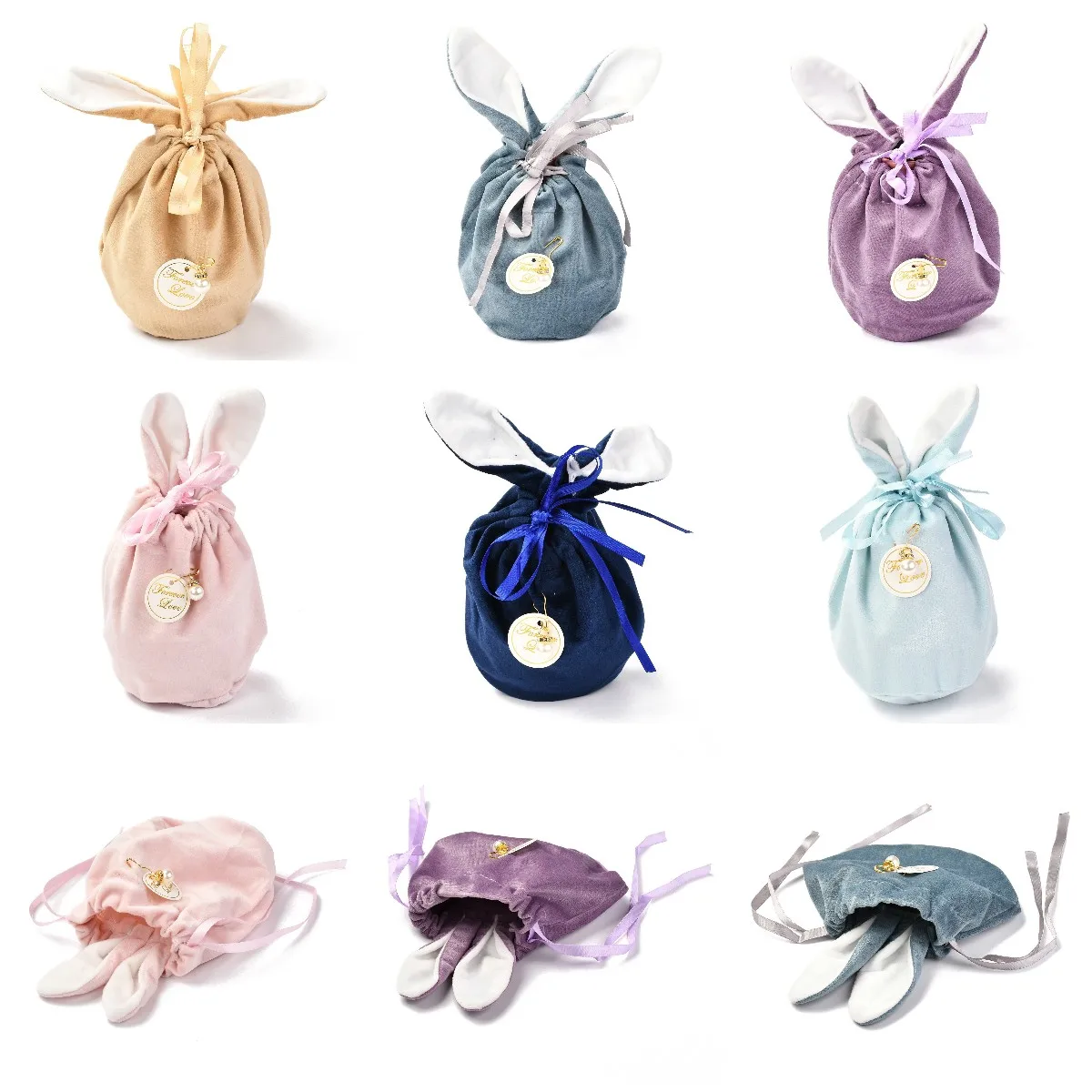 Top Trends: 10 Sets Rabbit Bunny Ears Ribbon Flannelette Drawstring Bag For Easter Valentine&#039;s Day Candy Chocolate Jewelry Packing Gift Bags Shoppable Styles