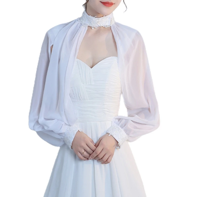 Top Trends: Women Side Split Long Sleeve Wedding Shawl Cape Halter Neck Shrug Open Front Lace Bridal Bole 649D Shoppable Styles