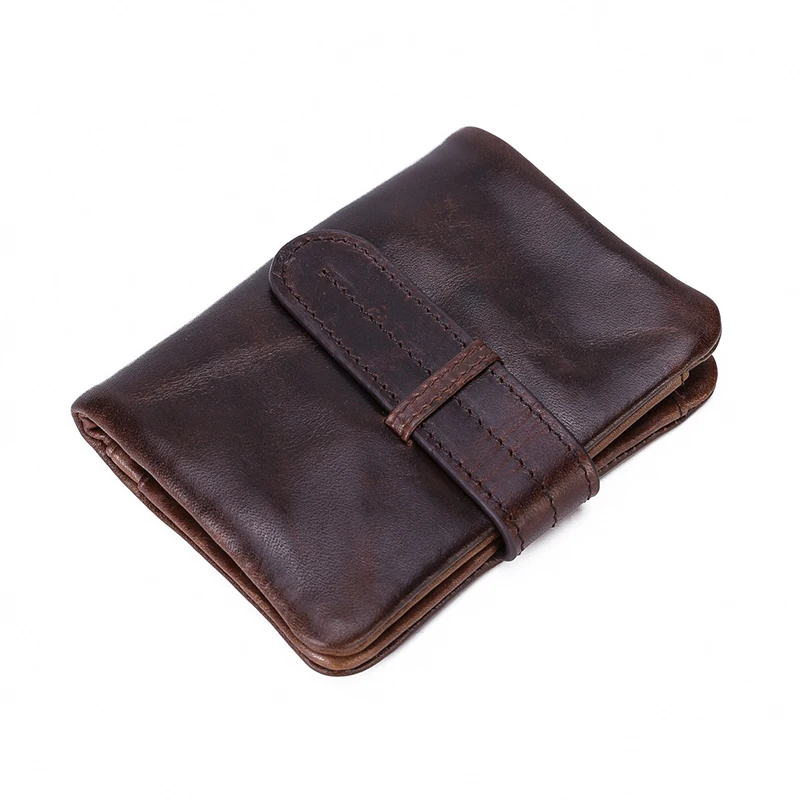 Top Trends: Genuine Leather Men's Wallet Retro Oil Wax Leather Wallet Men Casual Short Small Purses Man Card Holder Coin Purses Shoppable Styles