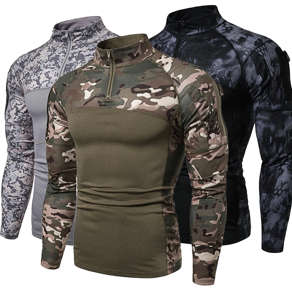 Top Trends: New Mens Camouflage Tactical Military Clothing Combat Shirt Assault Long Sleeve Tight T Shirt Army Costume Shoppable Styles