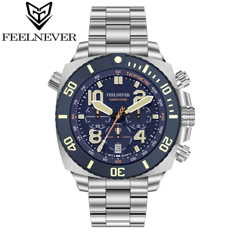 Top Trends: FeelNever Sport Dive Quartz Watch For Men 316L Stainless Steel Sapphire Big Dial Mens Watches 500M Waterproof Clock Reloj Hombre Shoppable Styles