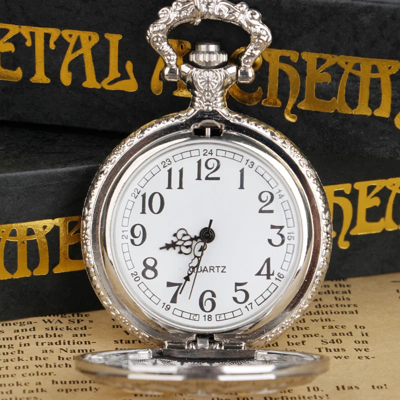 Top Trends: Steampunk Silver Hollow Dad Quartz Pocket Watches Fob Chain Pendant Necklace Men Father Best Gifts Shoppable Styles - Image 2