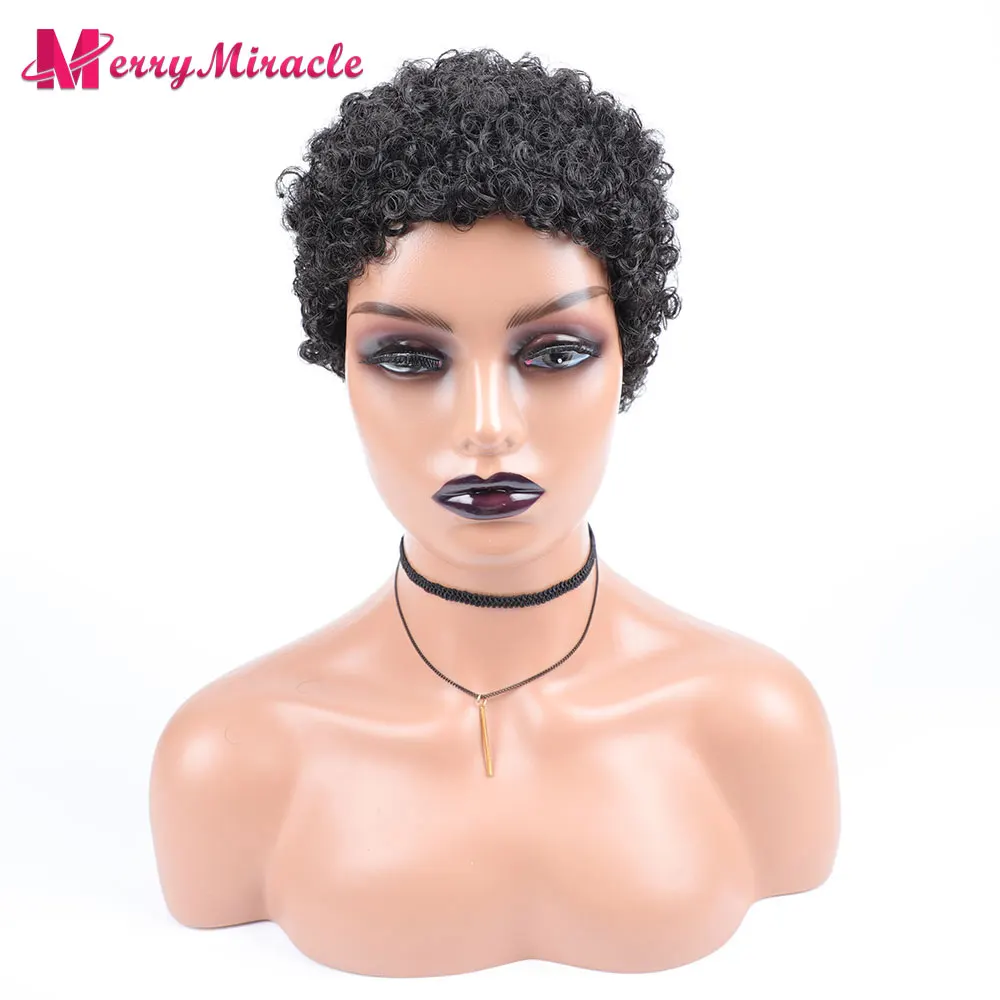 Top Trends: Short Pixie Cut Synthetic Hair Wigs For Women Afro Curly Synthetic Full Wigs With Thin Hair African American Hairstyles Wigs Shoppable Styles - Image 3