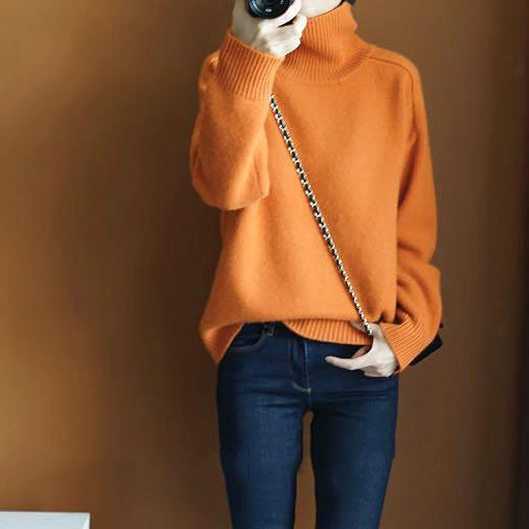 Top Trends: Women Turtleneck Sweater Thick Tops Minimalist OL Jersey Warm Casual Oversize Knit Jumper Pullover Autumn Winter Shoppable Styles