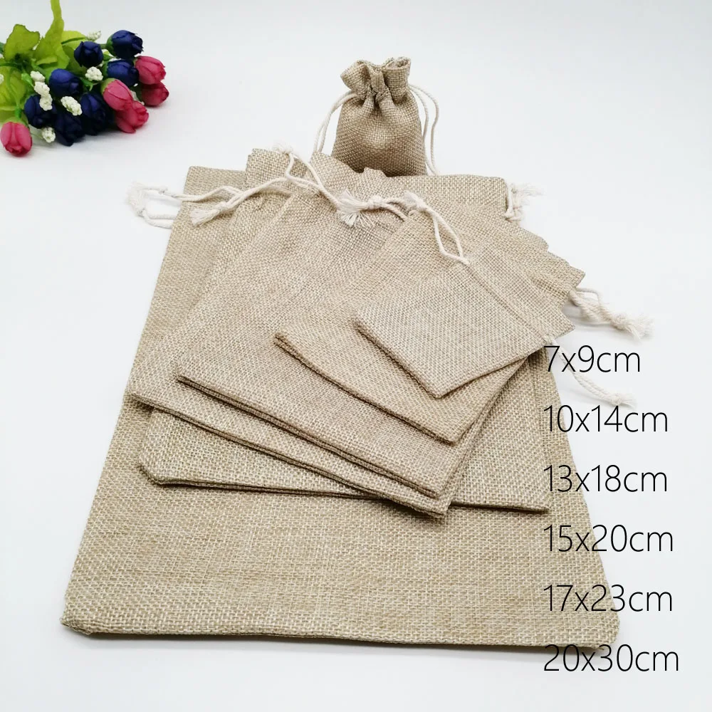 Top Trends: 10pcs Jute Bags Gift Drawstring Pouch Gift Box Packaging Bags For Gift Linen Bags Jewelry Display Wedding Sack Burlap Bag Diy Shoppable Styles