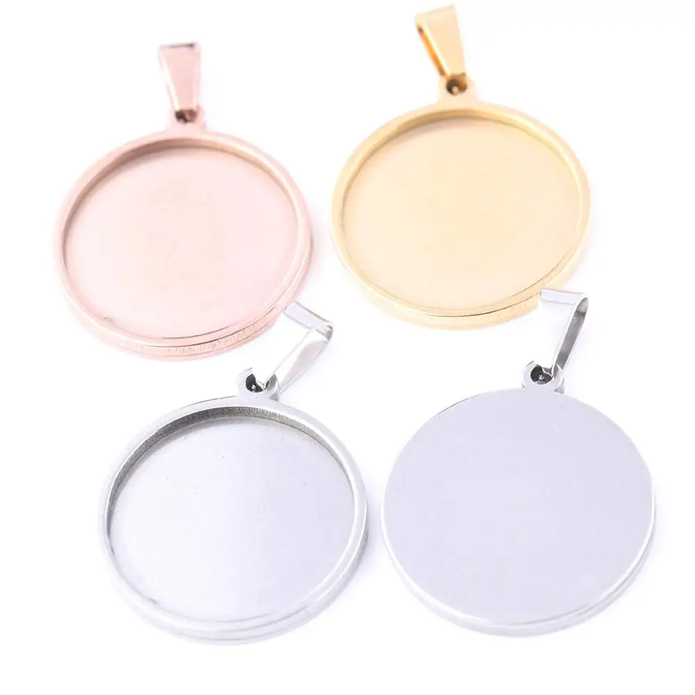 Top Trends: 10pcs 20mm Rose Gold Plated Stainless Steel Pendant Cabochon Base Settings Diy Blank Cameo Bezel Trays For Jewelry Making Shoppable Styles - Image 6