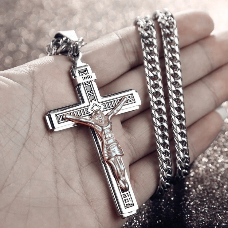 Top Trends: Men And Women New Retro Personality Creative Design Jesus Cross Amulet Pendant Rock Casual Gift Catholic Christian Necklace Shoppable Styles