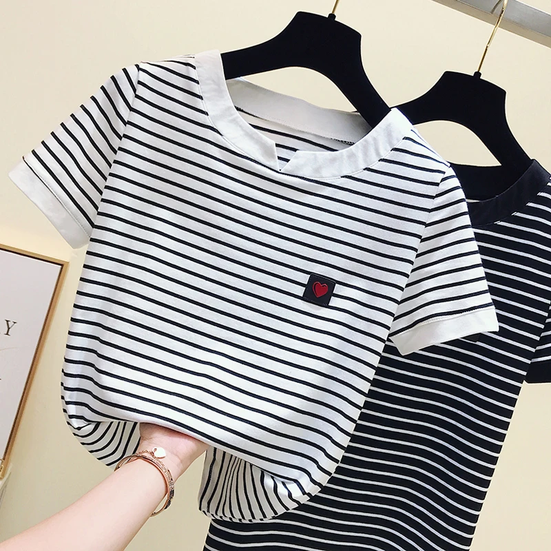 Top Trends: Gkfnmt Poleras Mujer Tshirt Femme 2021 Stripe Female T Shirt Women Cotton Slim T-Shirt Woman Summer Camiseta Feminina Casual Shoppable Styles