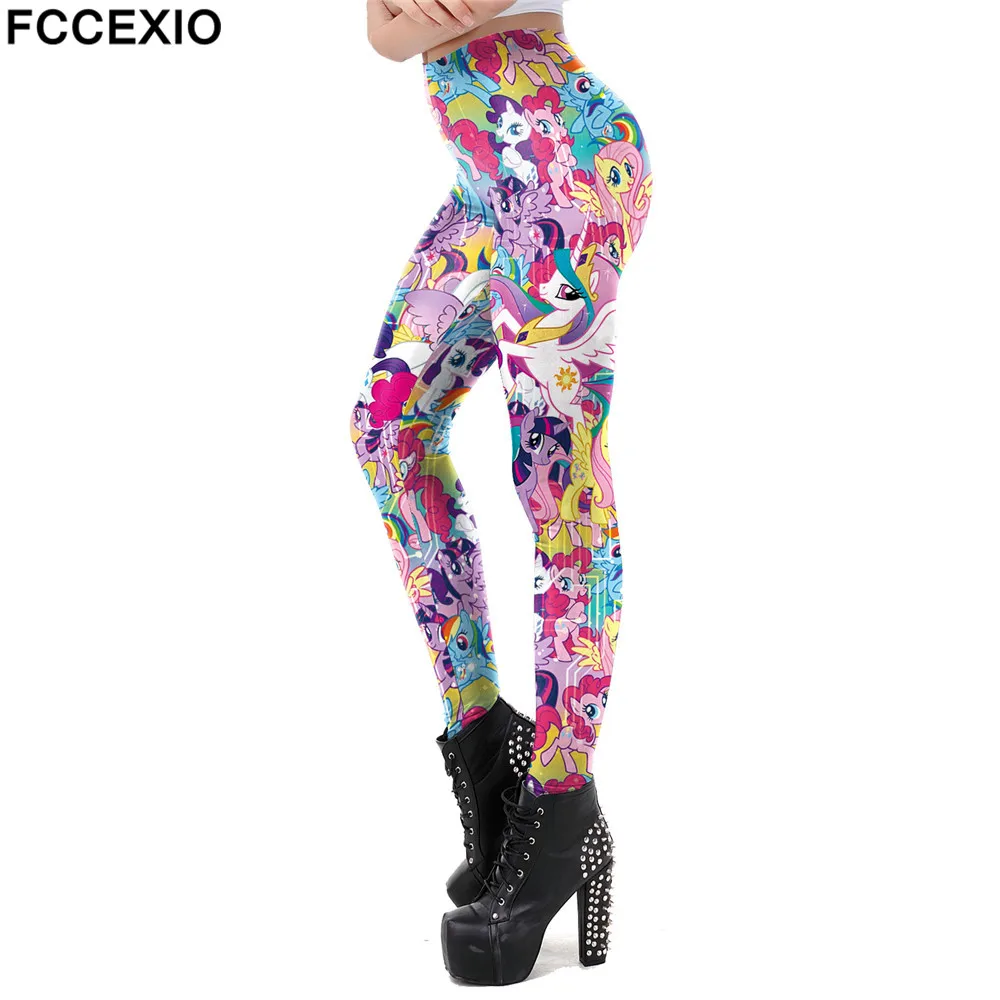 Top Trends: FCCEXIO 2021 New Leggings Fashion Cute Unicorn Print Legings Women Elastic Fitness Leggins Mid Waist Trouser Skinny Sexy Pant Shoppable Styles