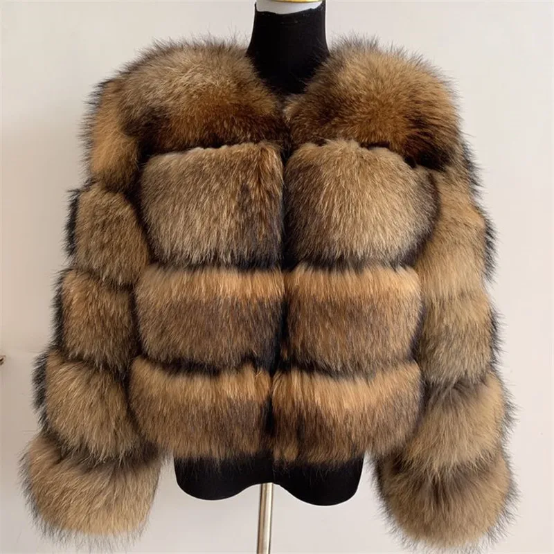 Top Trends: 2021Raccoon Fur Coat Ladies Winter Warm Coat Real Fur Coat Natural Raccoon Fur Natural Fox Fur High Quality Fur Long Sleeve Coat Shoppable Styles