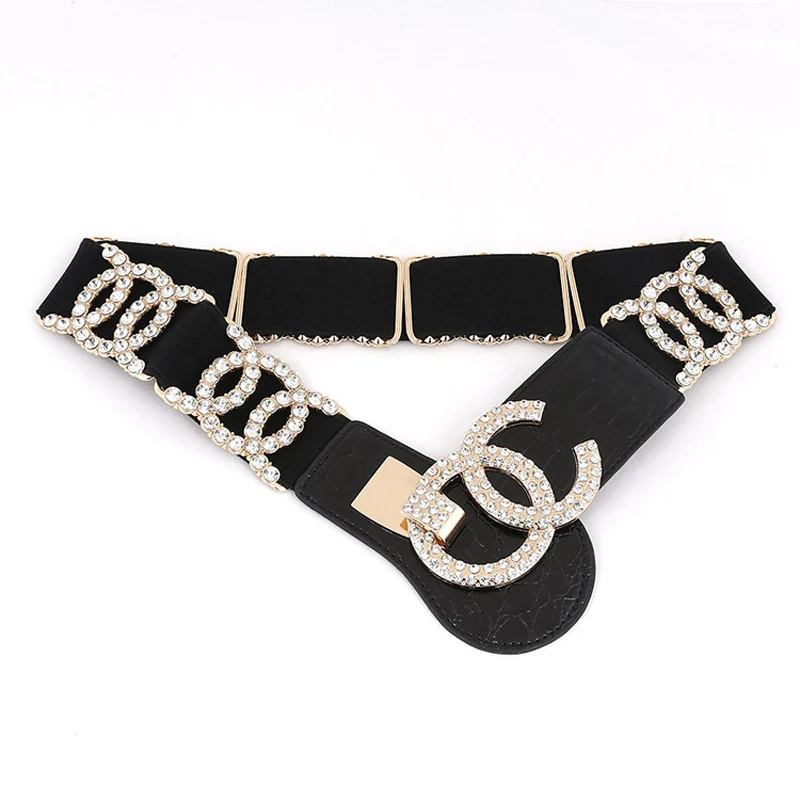 Top Trends: Fashion Rhinestone Crystal Belts For Women Wide Elastic Waist Belt Stretch Dress Belt Waistband Cinturon Mujer Shoppable Styles - Image 4