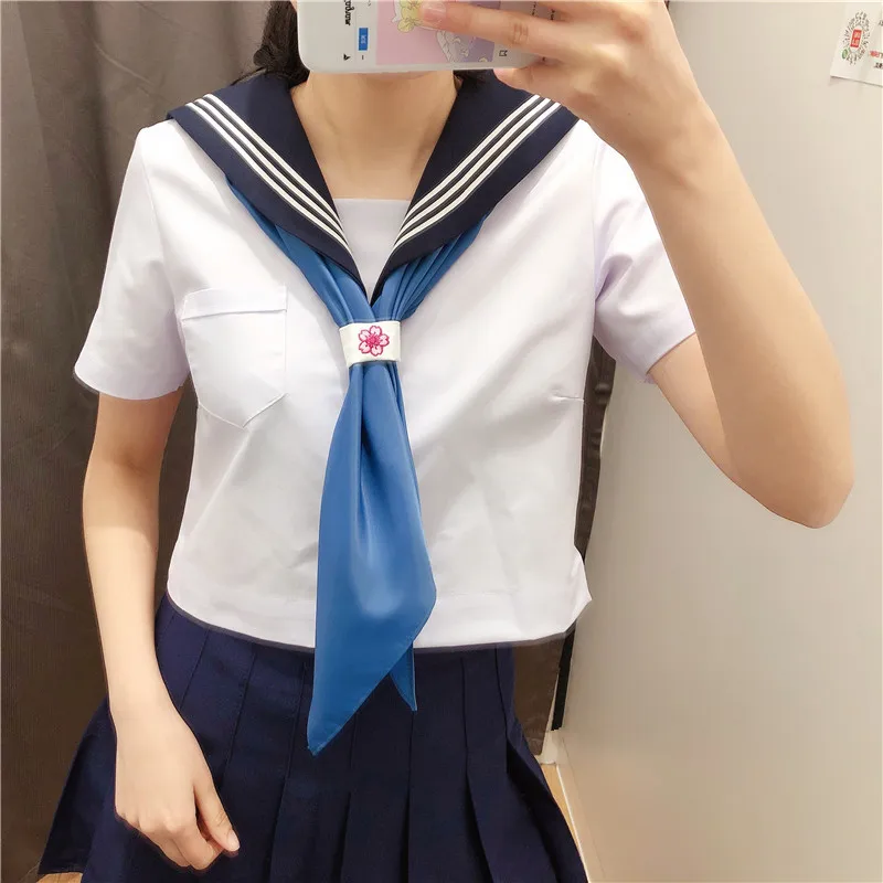 Top Trends: Sailor Suit Scarf Pure Color Japanese College Style JK Uniform Big Bow Tie Female Cute Triangle Scarf Kawaii Shoppable Styles