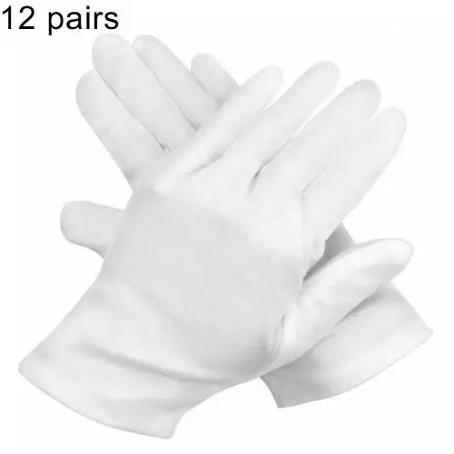 Top Trends: 12 Pairs White Gloves Cotton Breathable Work Jewelry Inspection Etiquette Gloves Protector Coin Worker Shoppable Styles