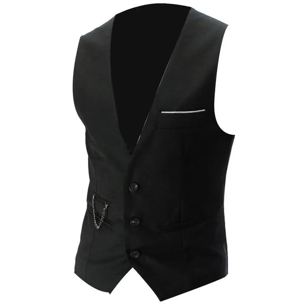 Top Trends: Vests Men V Neck Sleeveless Button Pocket Blazer Suit Fashion Waistcoat Shoppable Styles