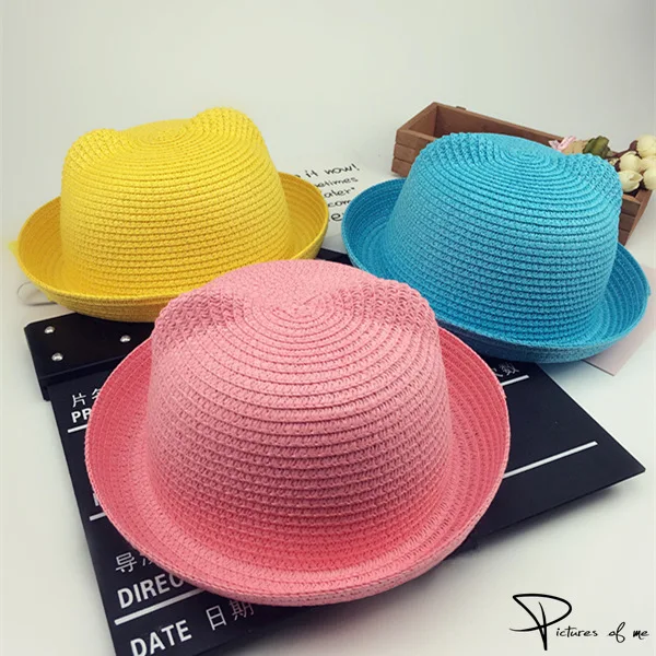 Top Trends: Boys Cap Girls Sun Hat Summer Children Panama Sun Hat Children Ear Decoration Sun Hat Solid Kid Floppy Panama Hat Shoppable Styles - Image 2