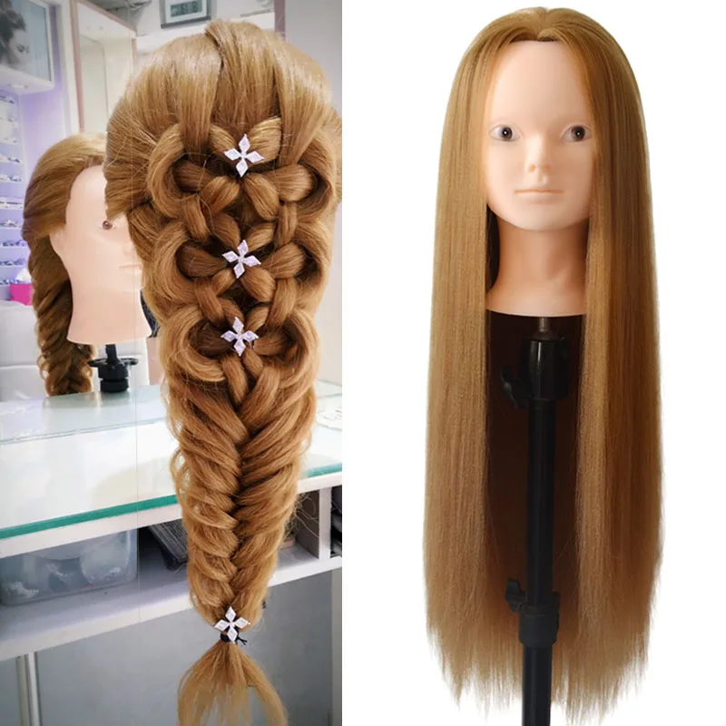 Top Trends: New Training Mannequin Head With Blonde Synthetic Hair Doll Head Professional Hairdressing Head Without Makeup Face Gold Hair Shoppable Styles