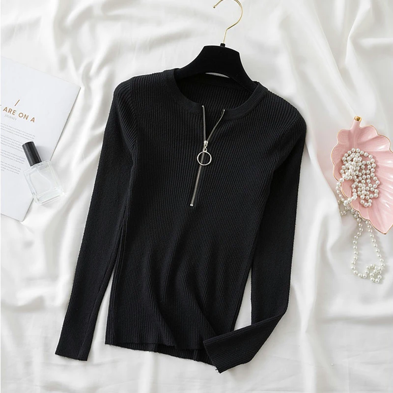 Top Trends: Zipper Winter Clothes Knitted Woman Sweaters Pullovers Autumn Winter Basic Women's Jumper Slim Women's Sweater Pull Long Sleeve Shoppable Styles - Image 5